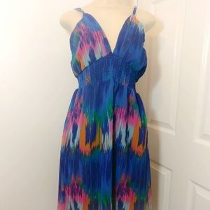 Uniti Blue Dress SZ. M. A lot of colors printed.